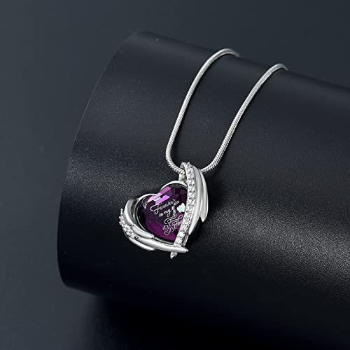 Heart Crystal Cremation Urn Necklace for Ashes, Stainless Steel Cremation Jewelry for Ashes Memorial Pendant Ashes Urn Necklace with Engraving and Filling Kit - color: Purple Crystal