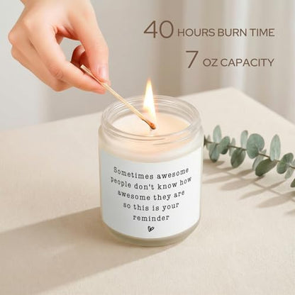 Gifts for Women Men, Inspirational Thank You Gifts Candle 7Oz | Friendship, Thank You Gift, Birthday Gift for Woman Man Friend Teacher Mom Girlfriend Sister, You Are Awesome Candle Lavender - color: Awesome Reminder Candle