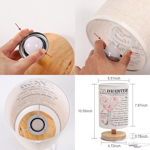 WSYEAR Daughter Gifts from Mom, to Daughter Fabric Table Lamp, Birthday Graduation Gifts for Daughter from Mom Dad, Bedside Table Lamp Gifts for Daughter Adult from Mother - color: Daughter Lamp