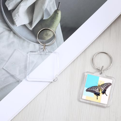 10PCS Acrylic Photo Keychain Blanks,Clear Blank Keychains Picture Frame Keychain Holder DIY Set for Bags Car Purses