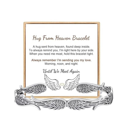 Hug from Heaven Morse Code Bracelet - Until We Meet Again, Black Hematite Beads for Men and Women - color: A