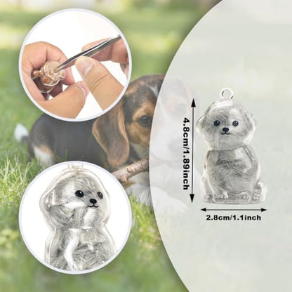 ELANE Dog Hair Keepsake，2 Pack Pet Hair Memorial Keepsake Pet Hair Keychain Keepsake (Clear Bichon) - color: Clear Bichon