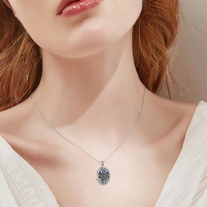 Lotus Locket Necklace Sterling Silver Lotus Flower Locket Necklace That Holds Pictures Yoga Locket Pendant Mother's Day Gifts for Women Wife Mom - style: Abalone Lotus