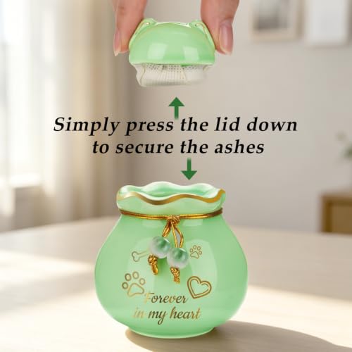 SOITIS Small Pet Urns for Cats Dog 3.54” Cat Urns for Ashes Ceramic Pet Urn - color: Cyan Paw