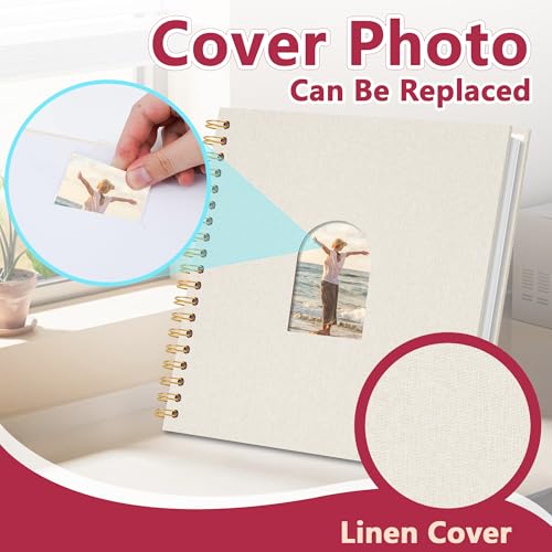 Vienrose Scrapbook Album,80 Pages,12x12 Inch,Beige | Linen Arch Window,Personalized DIY Photo Album – Wedding,Baby Shower,Anniversary,Travel,Keepsake Gift - color: Beige, size: 12 INCH 80 Pages
