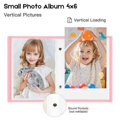 Ruibytree 2 Pack Small Photo Albums 4x6 Pictures, 104 Photos Total, Pink - color: Pink