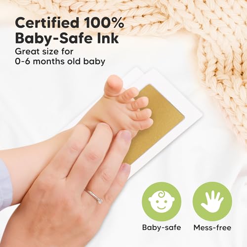 4pk Inkless Baby Hand and Footprint Kit, Mess Free Ink Pads (Gold/Silver, R) - color: Gold/Silver, size: 4-Pack, Regular 2.3" x 3.7"