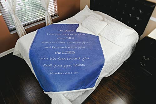 Prayer Blanket, Ultra Soft DoubleLayer Scripture 50"x65"Blue Indigo Blanket | Christian , 100% microfiberpolyester , promote healing in illness, depression , gift for women and men - color: Blue Indigo, size: Numbers 6:24-26