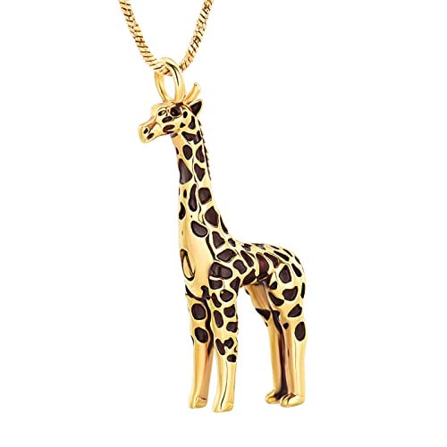 Yinplsmemory Cremation Jewelry Animal Giraffe Urn Necklace for Ashes for Women/Men Keepsake Ashes Holder Urn Locket Pendant Necklace for Human/Pet Ashes - color: Gold