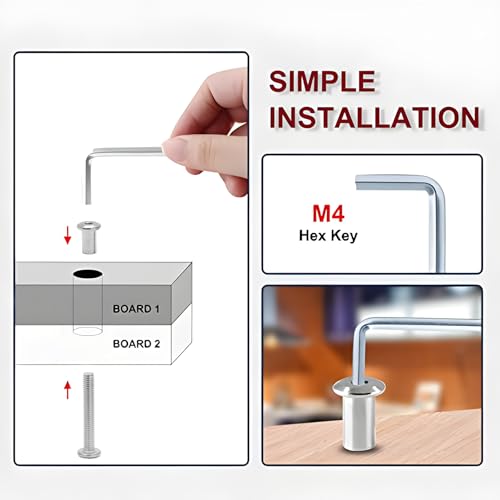 10 Pair(20 Piece) M6x45mm Hex Drive Socket Cap Bolt, Silver | Allen Wrench Included, Countersunk Screw Barrel Nuts, Binding Screws, For Crib Replacement Belt Cabinet - color: Silver, size: M6x45mm