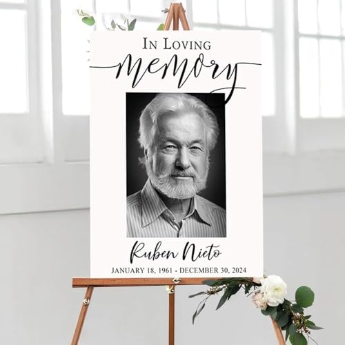 Personalized Memorial Sign - Custom Funeral Reception Sign - Celebration Of Life Yard Signs - In Loving Memory Sign - Funeral Welcome Sign - Funeral Photo Display Board - Celebration Of Life Poster - color: Multi 10