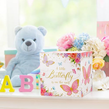 Hxezoc Butterfly Card Box Favors Post Box Cardboard Receiving Money Box Holder for Reception, Butterfly Birthday Party, Baby Showers, Anniversary, Baby Birthday Party Table Centerpiece Decorations - style: Butterfly