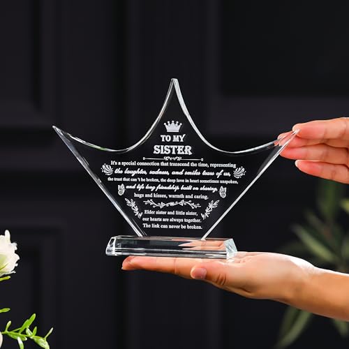 Movdyka Sisters Gifts from Sister - Crown Crystal Engraved Keepsake - Big Bestie Present for Girls Soul Gifts for Women - Best Unique Birthday Sister Gifts On Christamas Mothers Valentines - style: Sister-crown