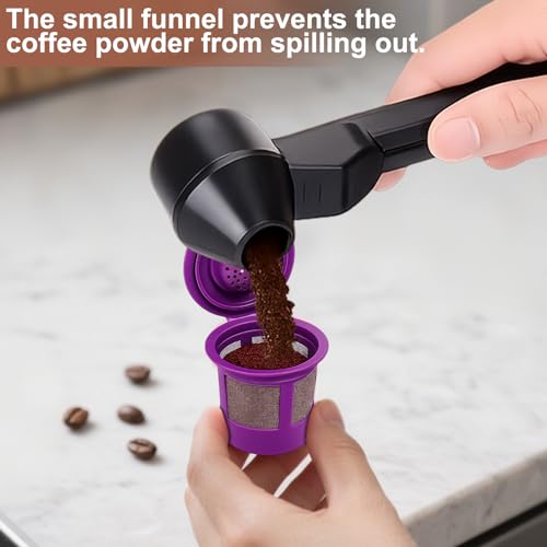 Palksky Coffee Scoop & Funnel with Fill Press1PCS (Black) - color: Black with Fill Press