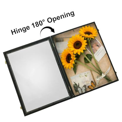 Graduation Shadow Box Frame 23.6x17.7 Inch, Large Memory Display Case for Cap Gown Diploma & Keepsakes, Wood Shadow Box with Glass Door, Lockable Graduation Frame with Pins & Hanging Hardware, Black
