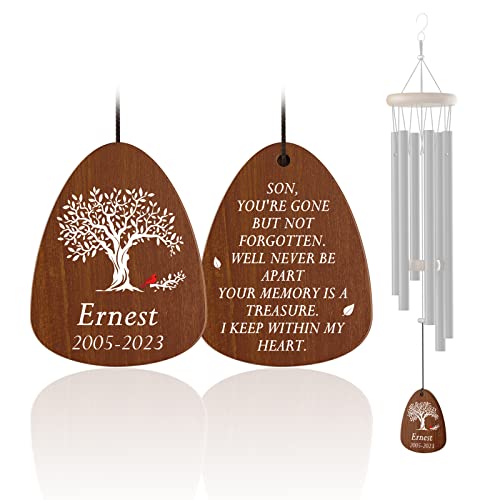 Bemaystar Personalized Memorial Wind Chime - Sympathy Gifts for Loss of Loved one Custom Memorial Gifts Wind Chimes Kits Wind Spinner Tail Clapper for Loss of Son Men - color: Son