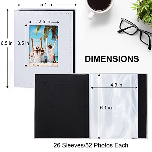 Vienrose Small Photo Album 4x6 Holds 52 Photos, 2 Pack Mini Leather Photo Album with Cover Window, Acid-Free Baby Picture Album for Wedding, Family, Travel & Gift Keepsake, White - color: White, size: 26 Pockets