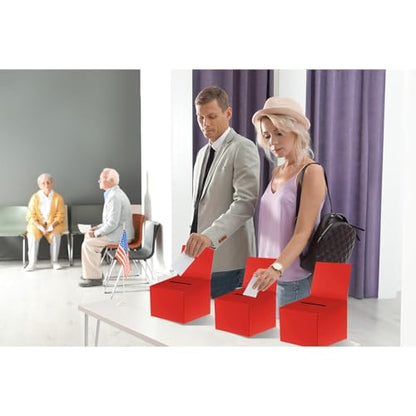 12 Pcs Modern Raffle Boxes, Cardboard Ballot Boxes with Slot for Ticket, 6.5 x 4.5 x 4.5 Inch, Red, 12 PCS - color: Red, size: 12 PCS