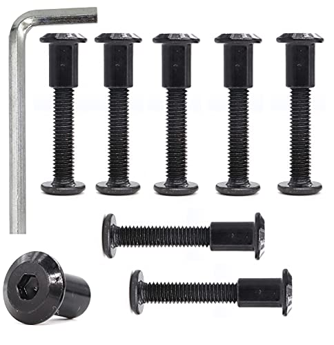 cSeao 10-Pack M6-1.0 x 20mm Black Countersunk Socket Cap Bolts Barrel Nuts Kit for Furniture Chairs Bed Crib - size: 10-Pack M6 x 20mm