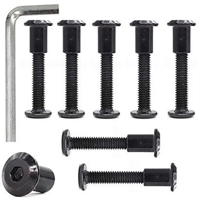 cSeao 10-Pack M6-1.0 x 20mm Black Countersunk Socket Cap Bolts Barrel Nuts Kit for Furniture Chairs Bed Crib - size: 10-Pack M6 x 20mm