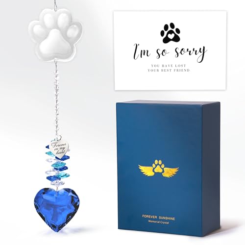 Pet Memorial Suncatcher, Dog Memorial Gifts, Pet Loss, Pet Sympathy, Thoughtful Dogs and Cats Remembrance, Bereavement Gifts - Blue - color: Blue