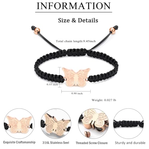 zeqingjw Butterfly Urn Bracelet for Ashes for Women Men - color: Rose Gold