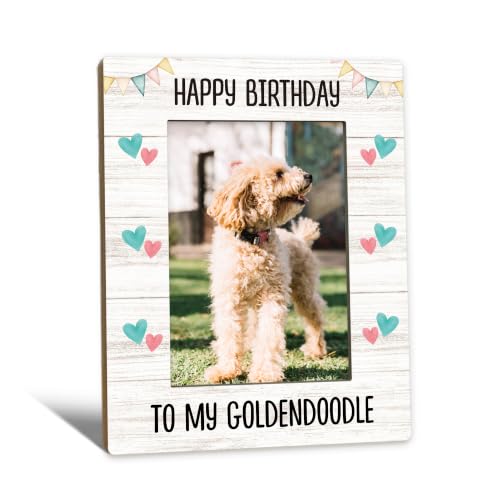 Goldendoodle Dog Birthday Gift Picture Frames 5x7, Dog Photo Frame | Goldendoodle Gifts for Women, Goldendoodle Dog Birthday Party Wooden Picture Photo Frames for Desk Home Room Decor - color: goldendoodle birthday