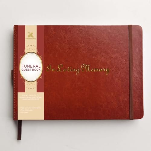 Tiankool Funeral Guest Book for Memorial Service - in Loving Memory Guest Book for Funeral Sign in - Celebration of Life Guest Book for Funeral Guest Registry-134 Pages,10" x 7",Hardcover,Brown - color: Brown