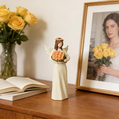 R S Trade Yellow Roses Angel Figurines, Friendship Gifts for Women | Friend Bestie Gifts to Express Encouragement, Appreciation, Celebrating New Beginnings - style: Friendship Gifts for Women