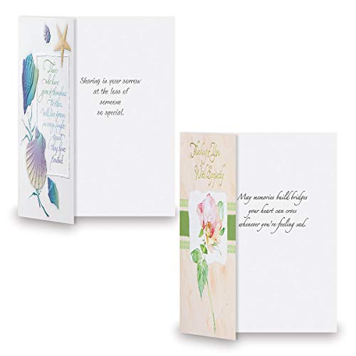 Current Deluxe Foil Sympathy Cards with Envelopes- Set of 16 Bulk Assortment II (8 Designs), Large 5" x 7" Condolences Cards, Sentiments Inside, White Envelopes - style: Foil