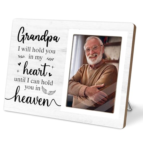 Memorial Photo Frame, Sympathy Gifts for Loss of Grandpa, in My Heart, in Loving Memory Wooden Picture Frame, Bereavement Remembrance Funeral Passed AWay Condolence Gifts (Grandpa, 4 x 6 Photo) - color: Grandpa