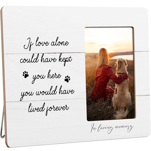 Dog Memorial Picture Frame, Sympathy Gifts for Loss of Dog, Pet Memory Wooden Picture Frames, 4x6 inch Photo - color: Blue