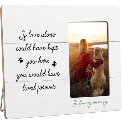 Dog Memorial Picture Frame, Sympathy Gifts for Loss of Dog, Pet Memory Wooden Picture Frames, 4x6 inch Photo - color: Blue