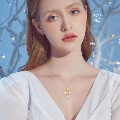 MONGAS Sunflower Cross/Sea Turtle/Phoenix/Angel Wing Urn Necklace for Ashes Sterling Silver Sunflower Cross/Sea Turtle/Phoenix/Angel Wing Cremation Jewelry for Ashes for Women - style: Sunflower Cross