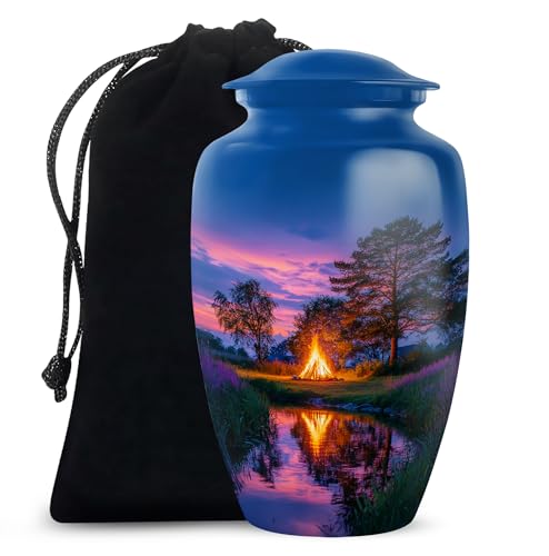 Cremation Urns for Human Ashes, Burial Campfire Urn for Ash, Memorial Gift for Grandfather, Medium, 6 Inch - color: Campfire 3, size: Medium-6"