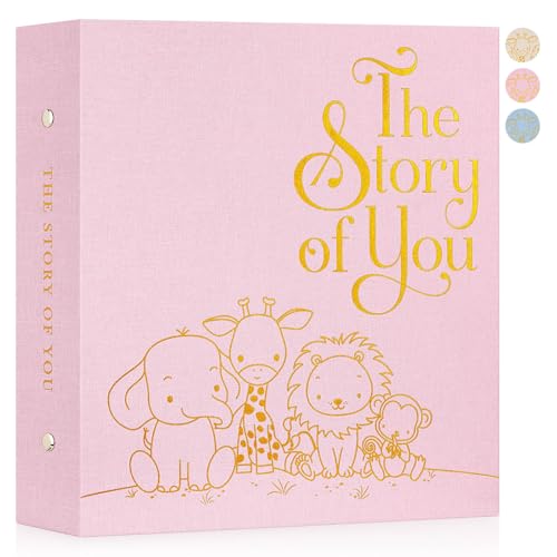 Ywlake Baby Photo Album 4x6 600 Pockets, Animal Linen Cover Photo Book Newborn Bebe Album Memory Book Holds 600 Horizontal and Vertical Pictures Gift for Kids Boy Girl Baby Shower (Pink) - color: Pink, size: 600 Pockets