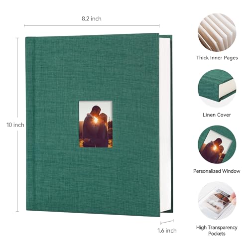 Instax Mini Photo Album with Writing Space, 112 Pockets, Green | Compatible with 2x3 inch & Polaroid Pictures, Recessed Clear Pockets, Wedding Guest Book and Family Memories - color: Green, size: 112 Pockets