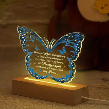 SANDJEST Memorial Butterfly Night Light - Sympathy Gifts for Loss of Loved One - Those We Love Don't Go Away Acrylic Night Lights Bereavement Gift Condolence Keepsake Lamp - color: Memorial 1