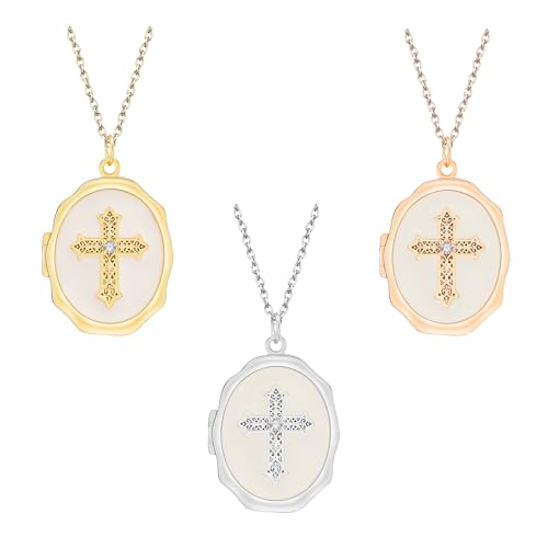 18K Gold Cross Locket Necklace for Women Holds Photo Necklace with Personalized Picture Necklaces Pendant 18 Inch Birthday Mother's Day for Women - color: Personalized Necklace