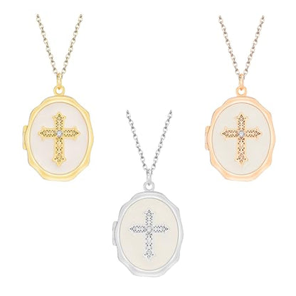 18K Gold Cross Locket Necklace for Women Holds Photo Necklace with Personalized Picture Necklaces Pendant 18 Inch Birthday Mother's Day for Women - color: Personalized Necklace