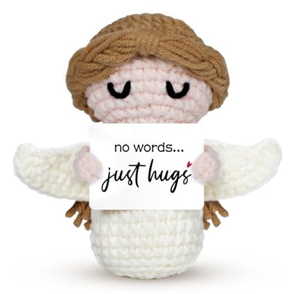 Sympathy Gifts for Loss of Loved One - No Words Just Hugs - Handmade Crochet Angel Doll, Bereavement Condolences Memorial Gift, Get Well Soon, Miscarriage, Comfort Gifts for Women - style: No Words Just Hug