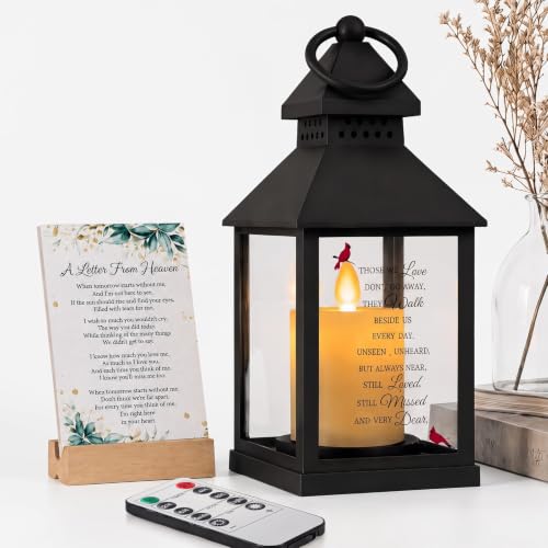 Memorial Lantern, Sympathy Gifts for Loss of Loved One/ Mom/ Dad(Black) - color: Black