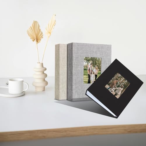 Photo Albums 4x6 Pictures, Polaroid Photos Album Book, Photo Book Small Linen Cover Photo Album, 50 Page Holds 100 Pictures, Photobook for Valentines Day, Anniversary, Vacations, Wedding Baby Black - color: Black