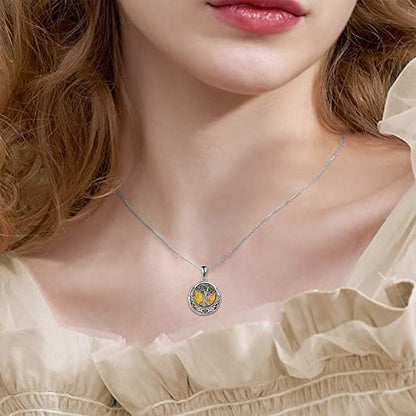 Tree of Life Urn Necklaces for Ashes Sterling Silver Abalone Shell/Opal Tree of Life Cremation Jewelry for Ashes Memory Jewelry for Women Men - style: Yellow opal