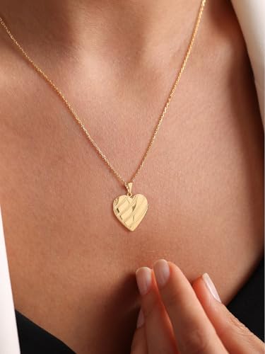 U7 Women Locket Necklace, Heart Photo Lockets Hold Picture, Gift Box Packed - color: 05# Gold Stripe