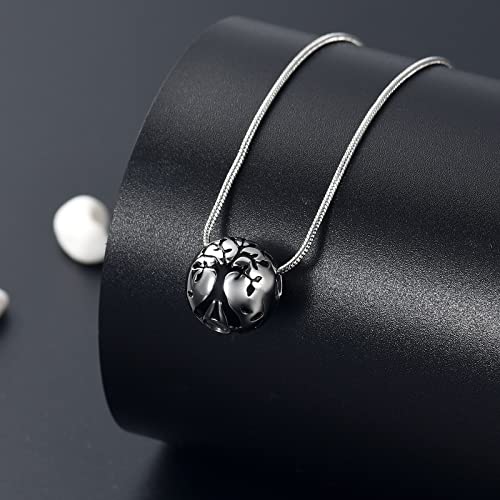 Paw Print Urn Cremation Necklace for Ashes Dog Cat Pet Paw Print Animal Keepsake Memorial Charm Pendant Necklace for Men Women - color: Silver-Tree of life