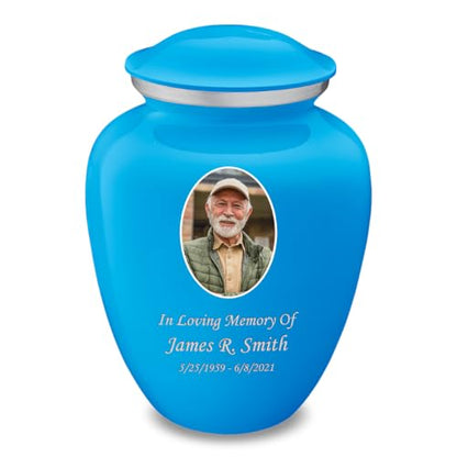 Geturns Embrace Adult Personalized Picture Cremation Urns for Human Ashes I Large Photo Racing Blue Funeral Urn for Men and Women I 200 lbs - color: Racing Blue
