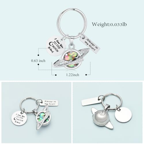 Imrsanl Saturn Urn Necklace Cremation Jewelry for Women Men - color: Keychain-Silver