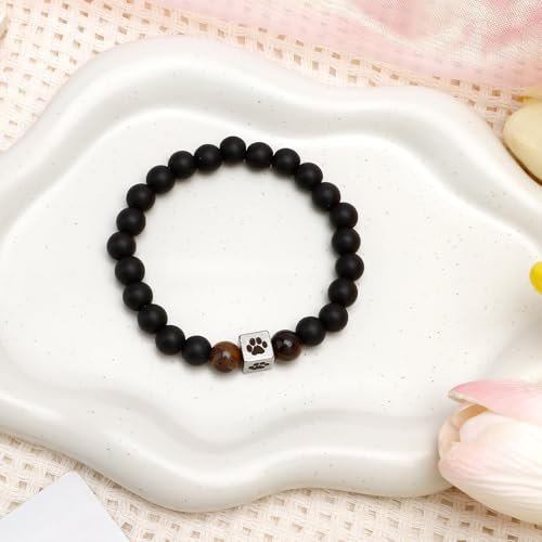 Aelciyue Pet Memorial Mothers Day Birthday Xmas Valentines Day Gifts for Loss Of Cats Dogs Mom Dad Paw Print Gifts Bracelets - style: Black-Dog Memorial
