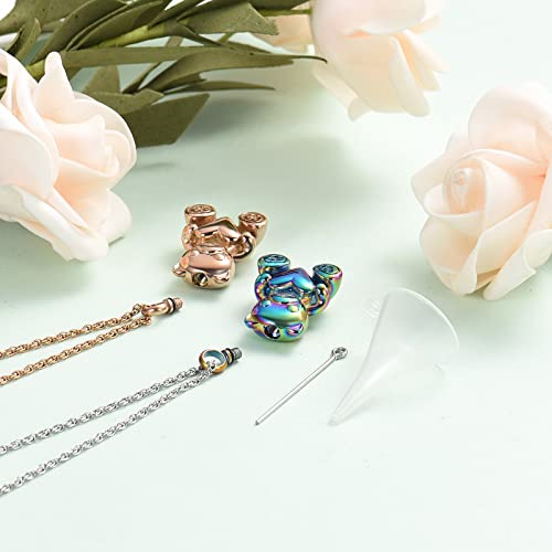shajwo Teddy Bear Cremation Urn Necklace for Women Men | Stainless Steel Heart Memorial Urn Keepsake Locket Pendant Ash Holder - color: 2PCS Teddy Bear